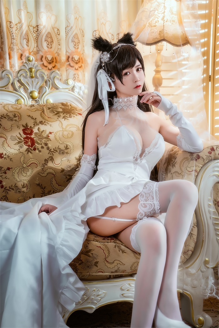 人气动漫Coser@鳗鱼霏儿 – 碧蓝航线 爱宕 兽耳白丝 [23P/433MB]插图2